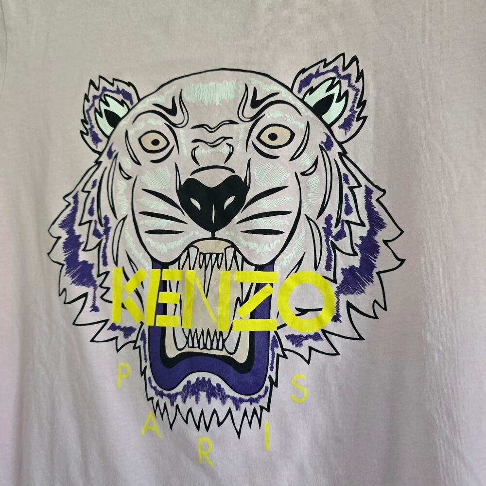 Kenzo Womens Tiger T-Shirt Faded Pink Size XS Paris Y2K Cotton - Picture 2 of 7